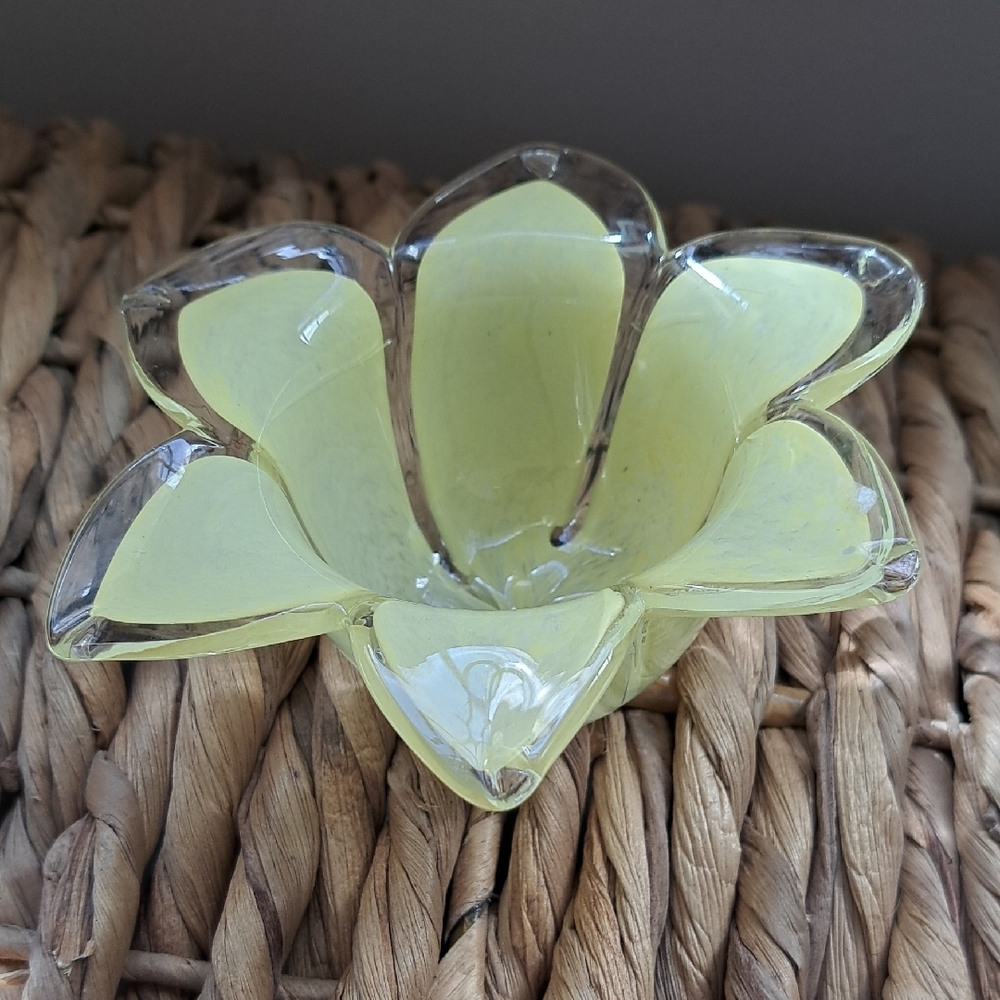 Elegant Yellow Glass Flower Bowl
